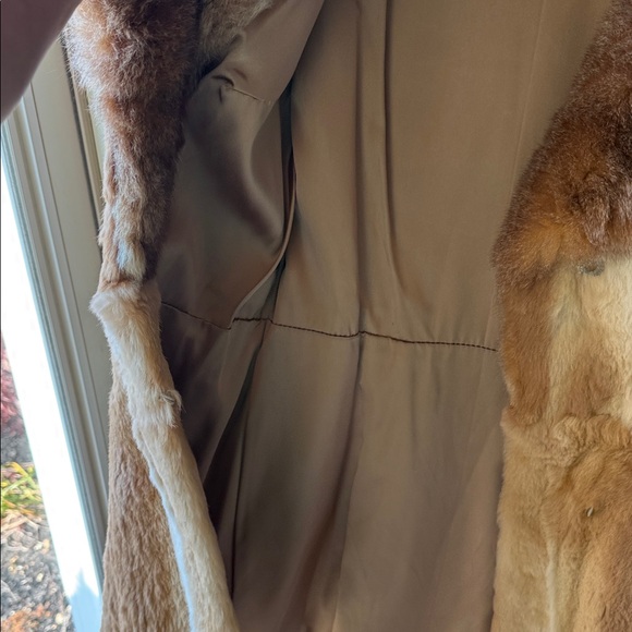 Rabbit Fur Coat Vintage Fur Mob Wife Belted Jacket S/M - Picture 12 of 15